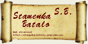 Stamenka Batalo vizit kartica